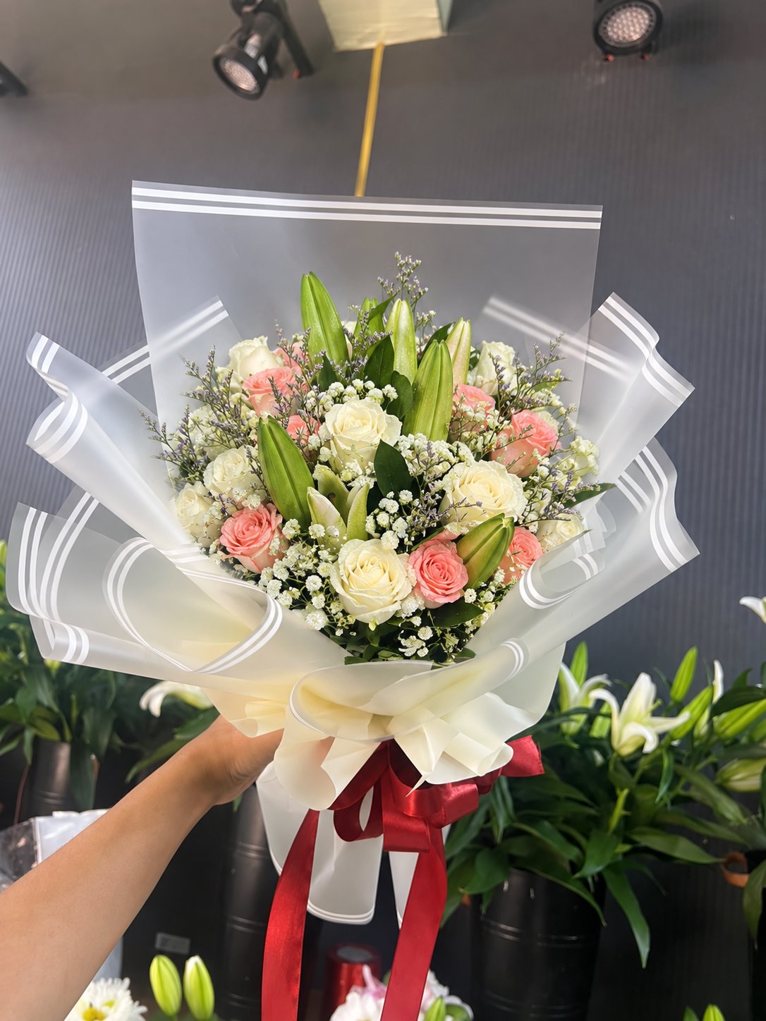 The Grand Promise: Ivory Lily & Classic Rose Symphony image 1