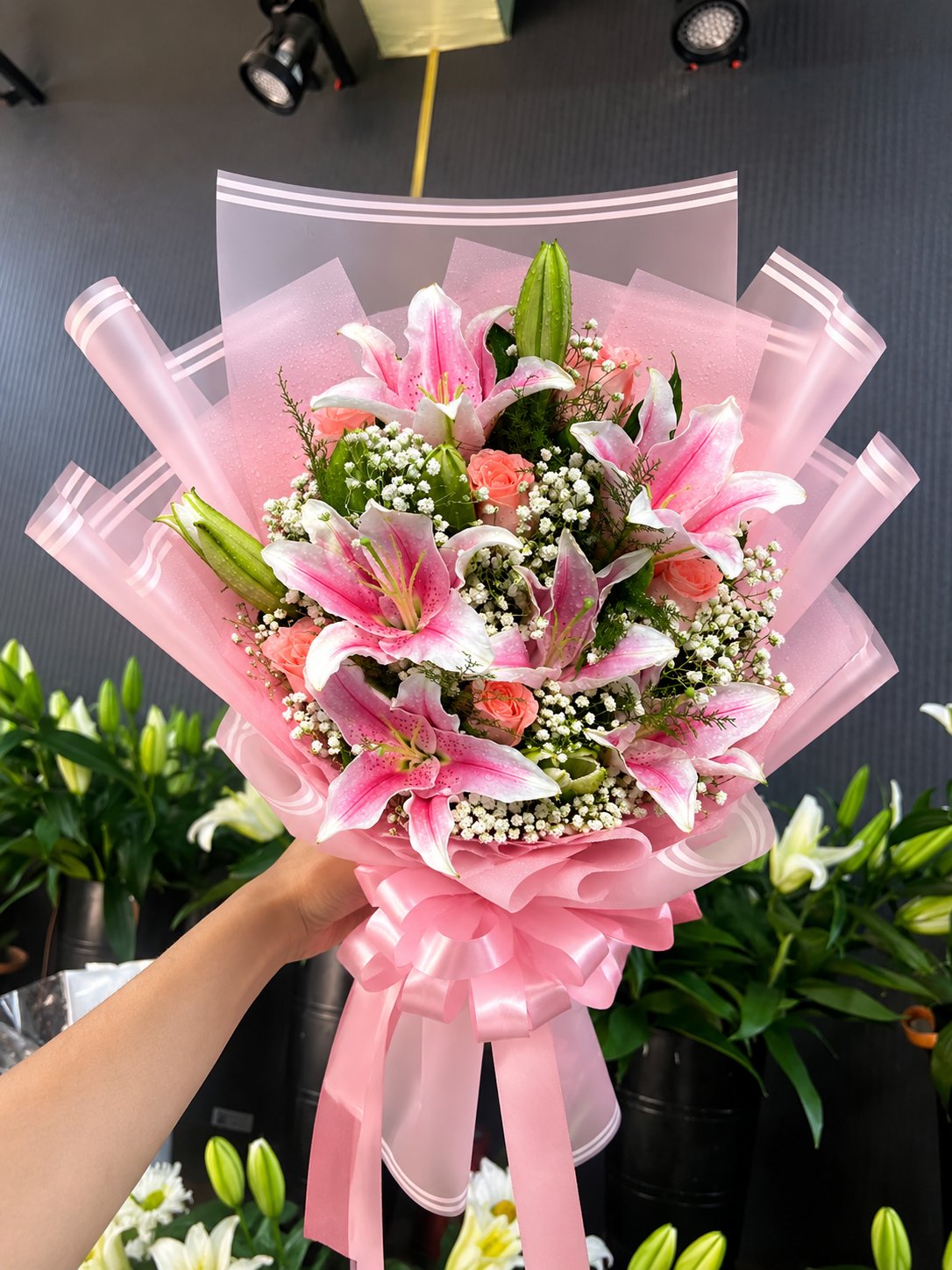 The Sweet Serenade: Pink Lily & Rose Romance Bouquet