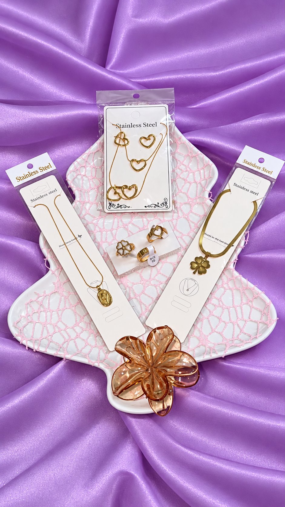 The Golden Radiance Stainless Steel Jewelry & Keepsake Set image 1