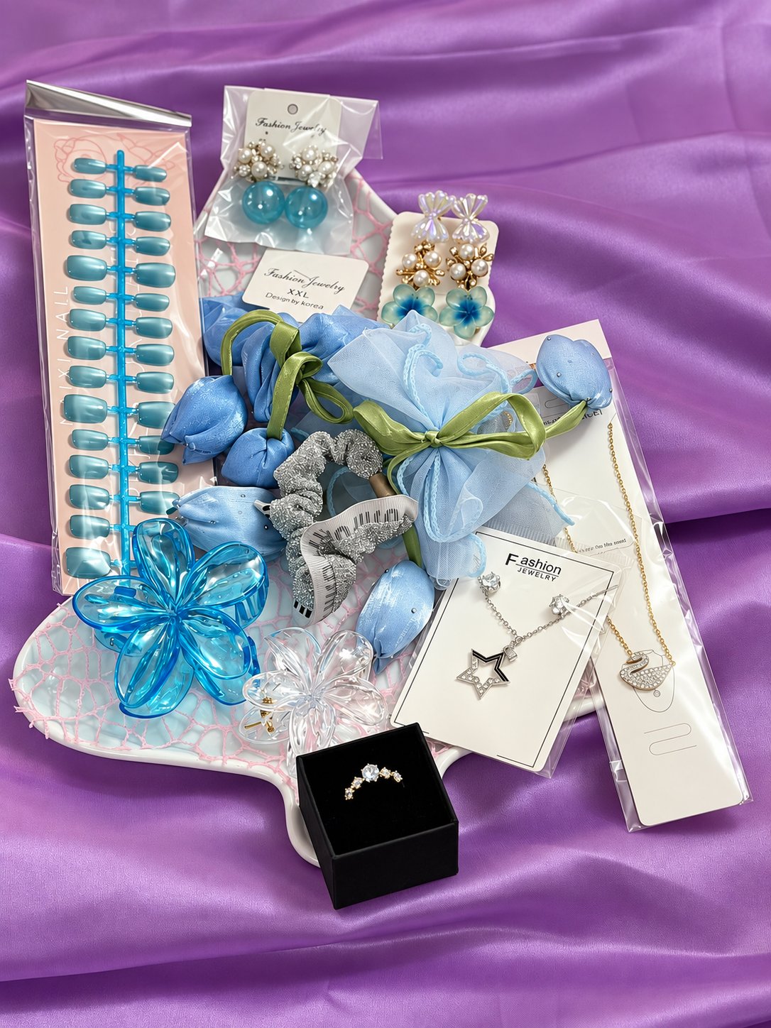 The "Serene Azure" Floral & Jewelry Keepsake Bundle image 1
